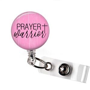 Prayer Warrior Badge Reel Christian Faith Religious Nurse ID Holder